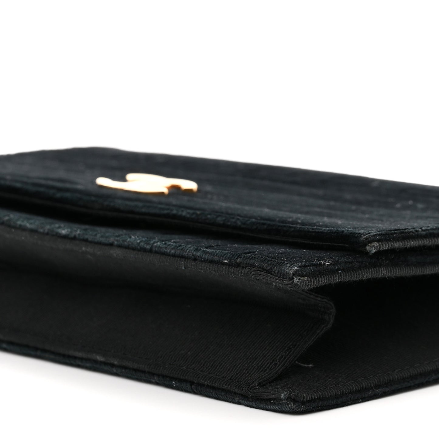 Velvet Vertical Horizontal Quilt Single Flap Black