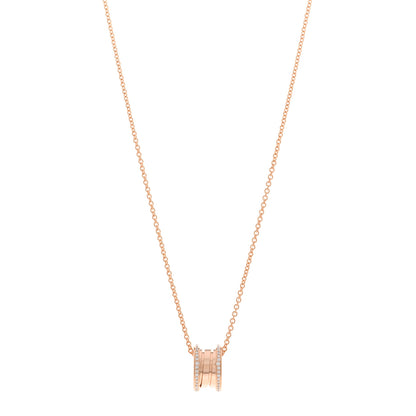 Bulgari 18K Rose Gold Diamond B.Zero1 Pendant Necklace 1 of 5