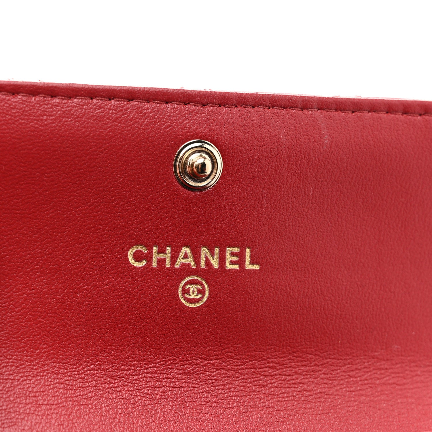 Chanel Lambskin Pearl Enamel Quilted Flap Card Holder Red 6 of 9
