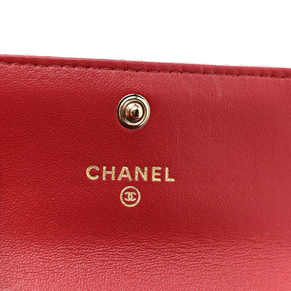 Chanel Lambskin Pearl Enamel Quilted Flap Card Holder Red 6 of 9