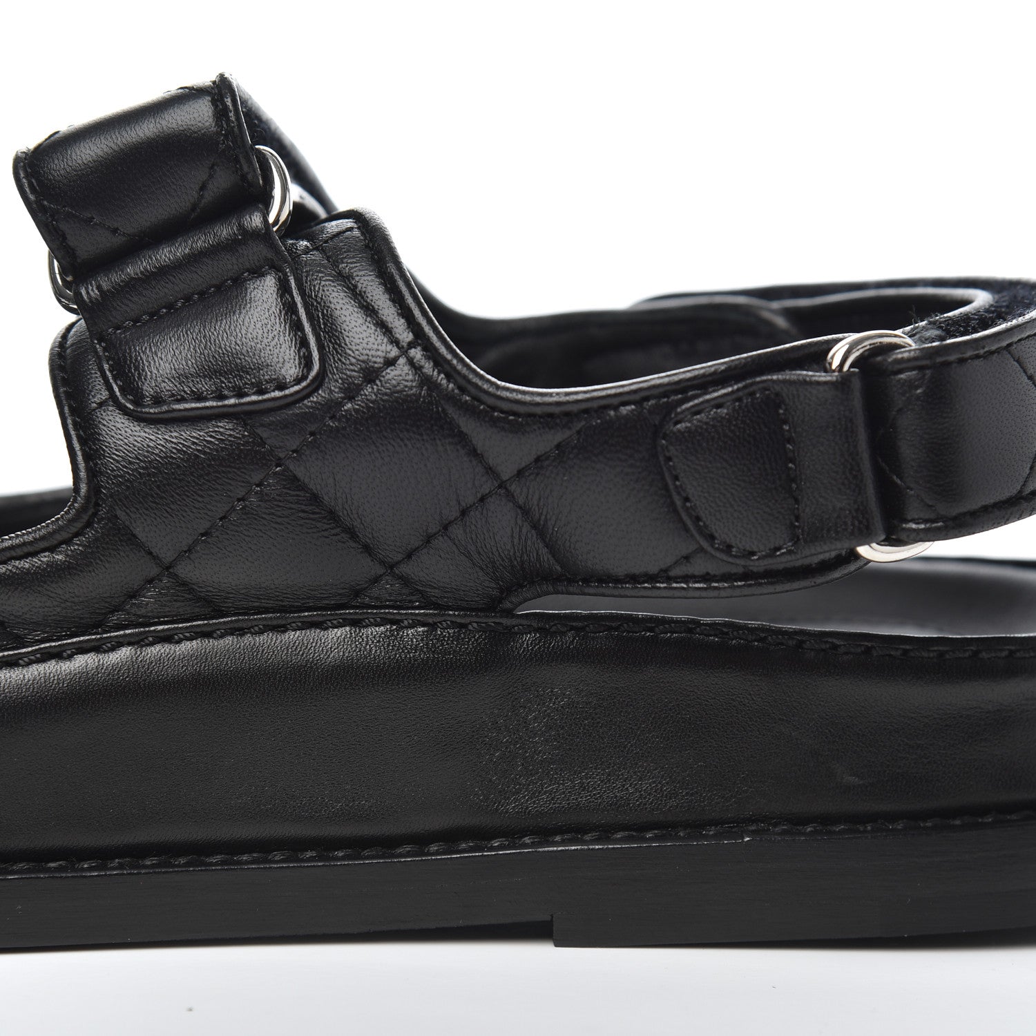 Chanel Lambskin Velcro Dad Sandals 36.5 Black 13 of 17