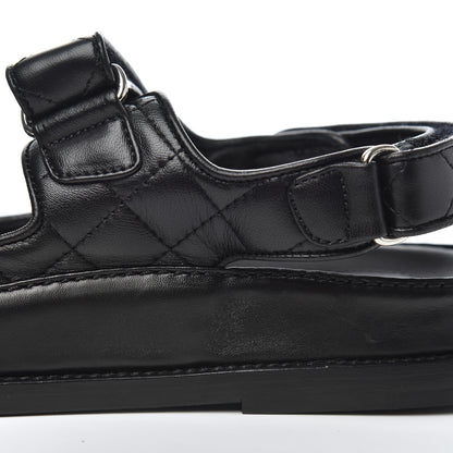Chanel Lambskin Velcro Dad Sandals 36.5 Black 13 of 17