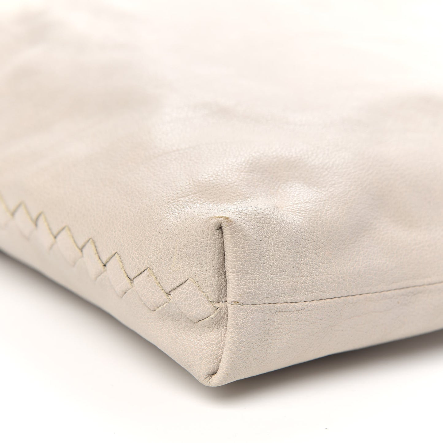 Nappa Calfskin Intrecciato Shopper Tote White Sand