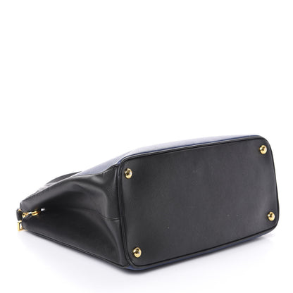 Prada Saffiano Lux Bi-Color Medium Galleria Double Zip Tote Bluette Black 4 of 9