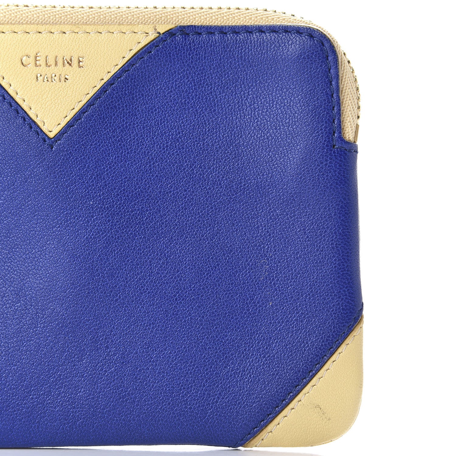 Celine Lambskin Bi-Color Coeur Coin Card Case Blue Beige 12 of 12
