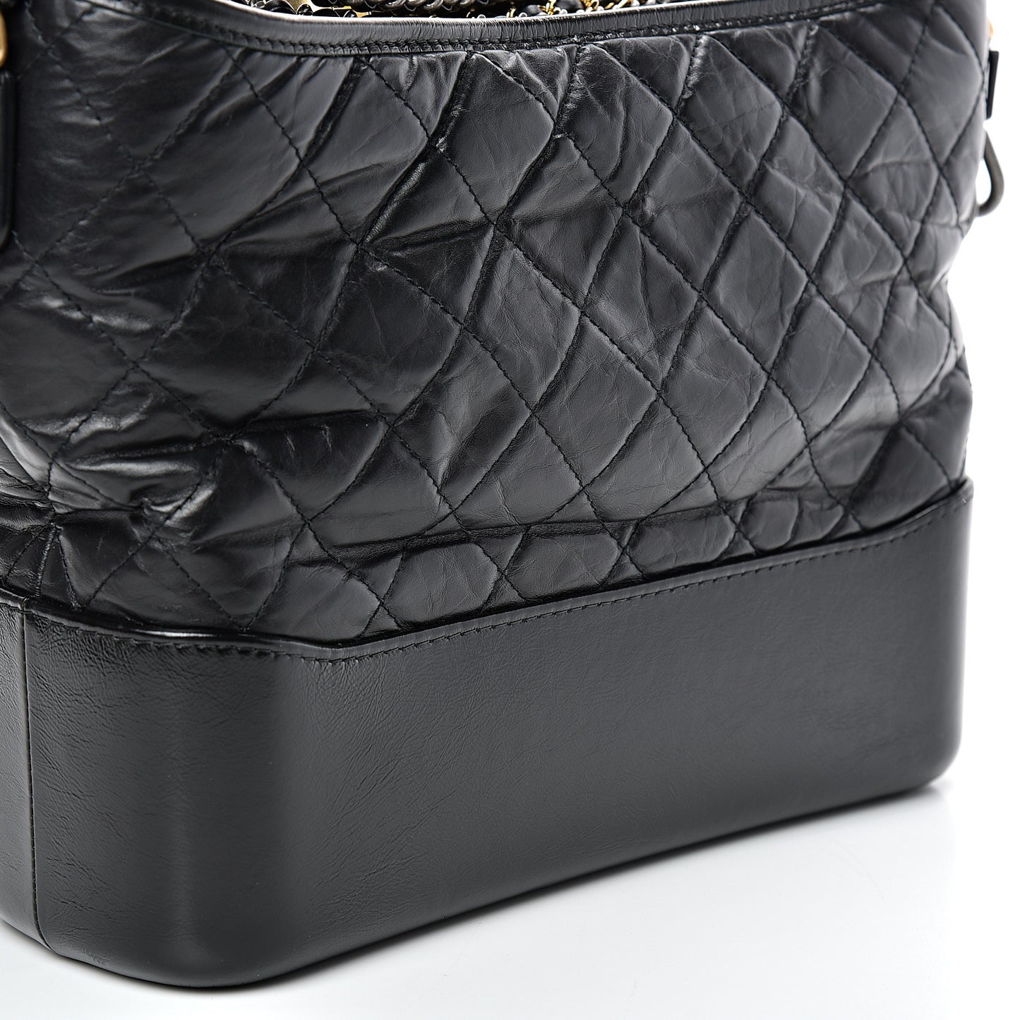 Aged Calfskin Quilted Medium Gabrielle Hobo Black