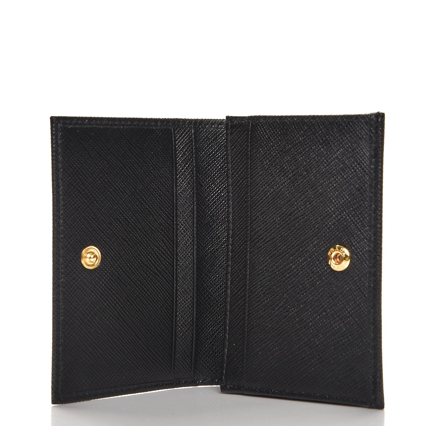 Saffiano Metal Bi-Fold Card Holder Wallet Black