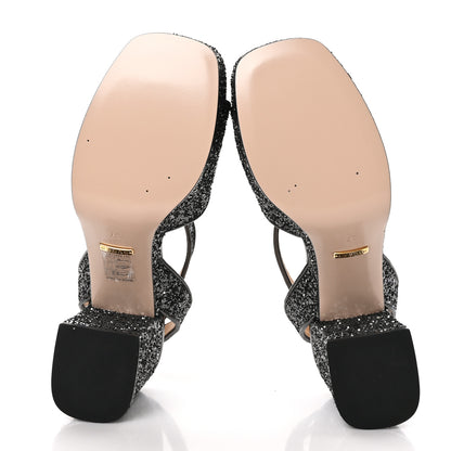 Gucci Glitter Nappa Silk Lady Horsebit 60mm Platform Sandals 37 Light Grey Anthracite 5 of 9