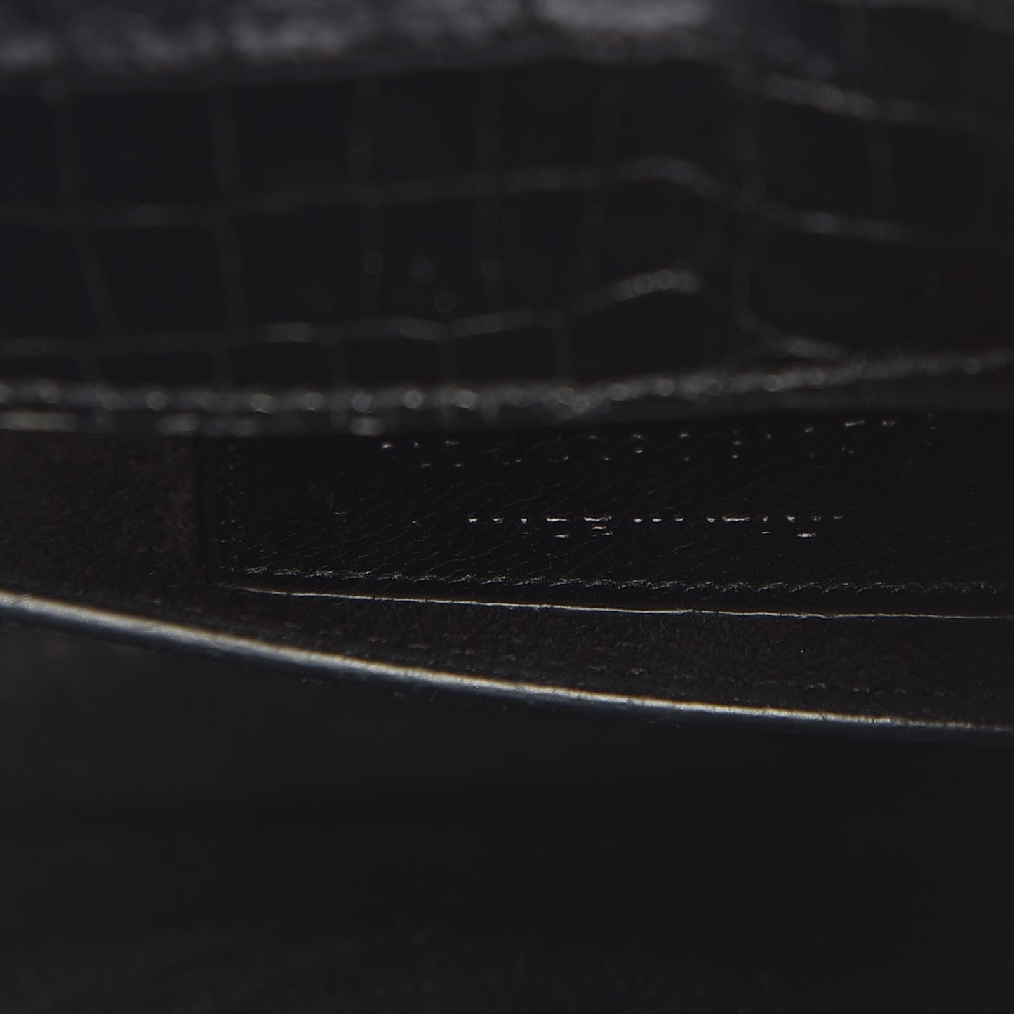 Calfskin Crocodile Embossed Medium Monogram Sunset Black
