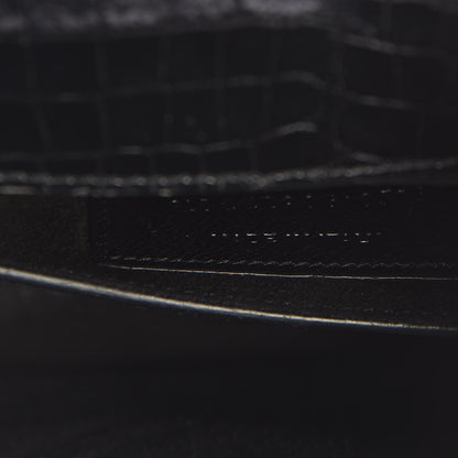 Saint Laurent Calfskin Crocodile Embossed Medium Monogram Sunset Black 7 of 11