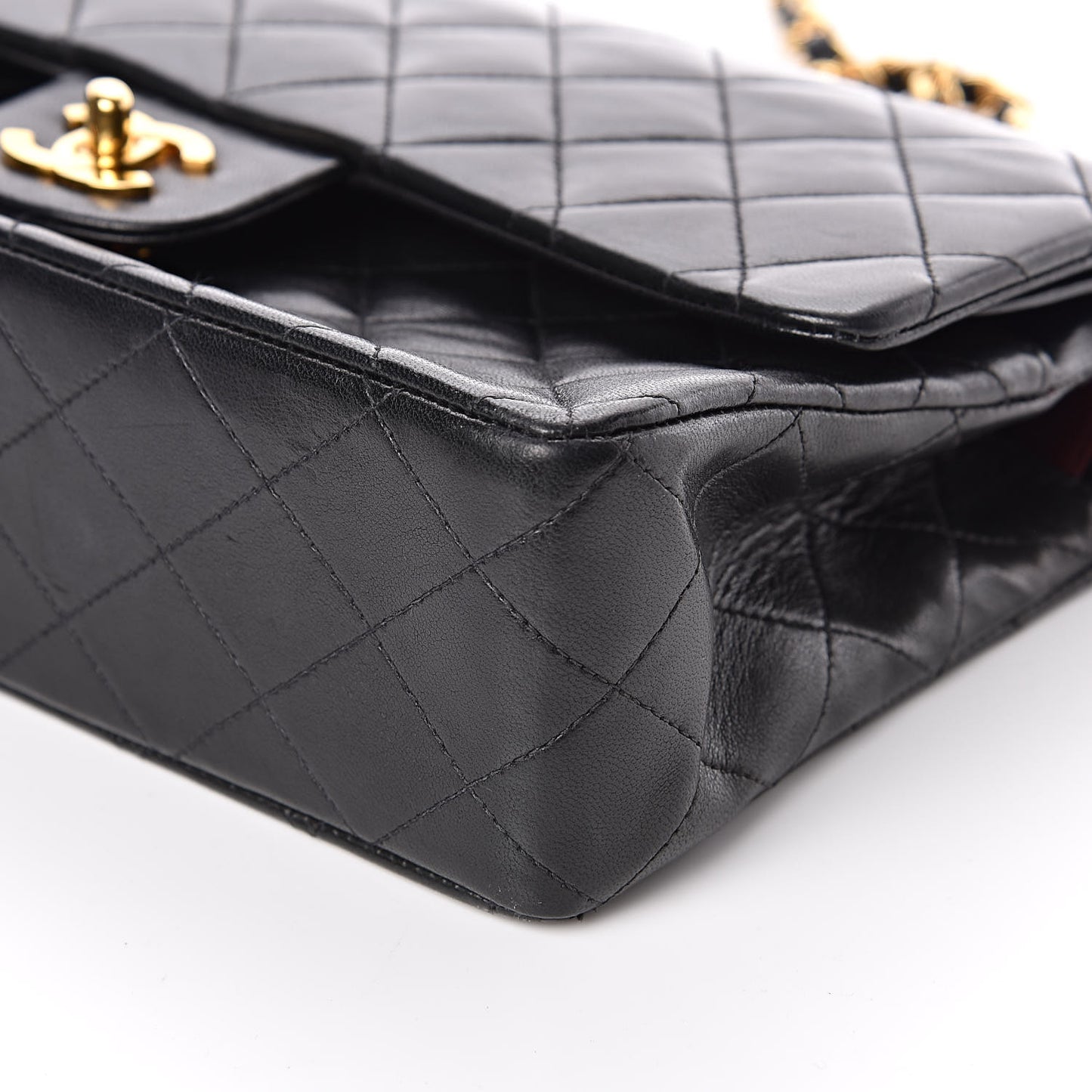 Lambskin Quilted Medium Double Flap Black