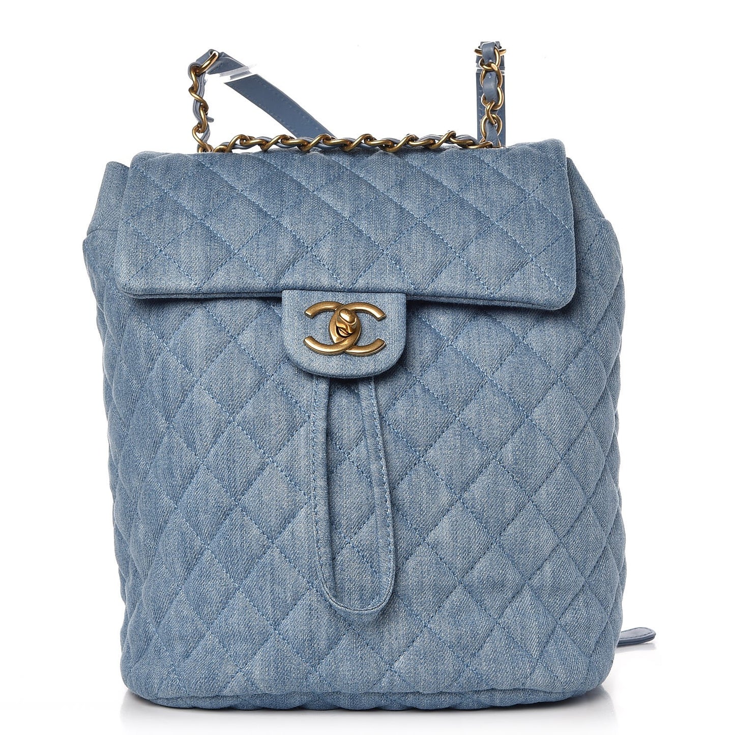 Washed Denim Quilted Small Urban Spirit Backpack Light Blue