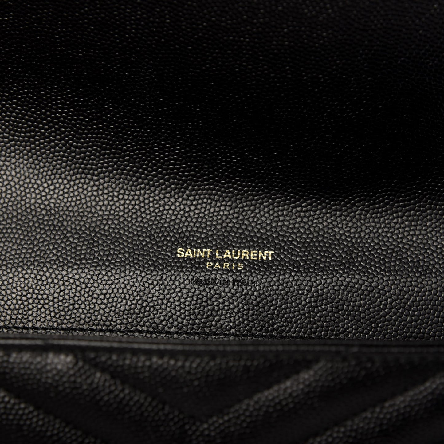 Grain De Poudre Matelasse Chevron Monogram Envelope Clutch Black
