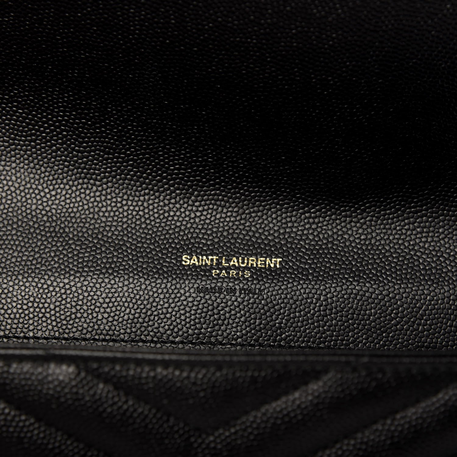 Saint Laurent Grain De Poudre Matelasse Chevron Monogram Envelope Clutch Black 6 of 8