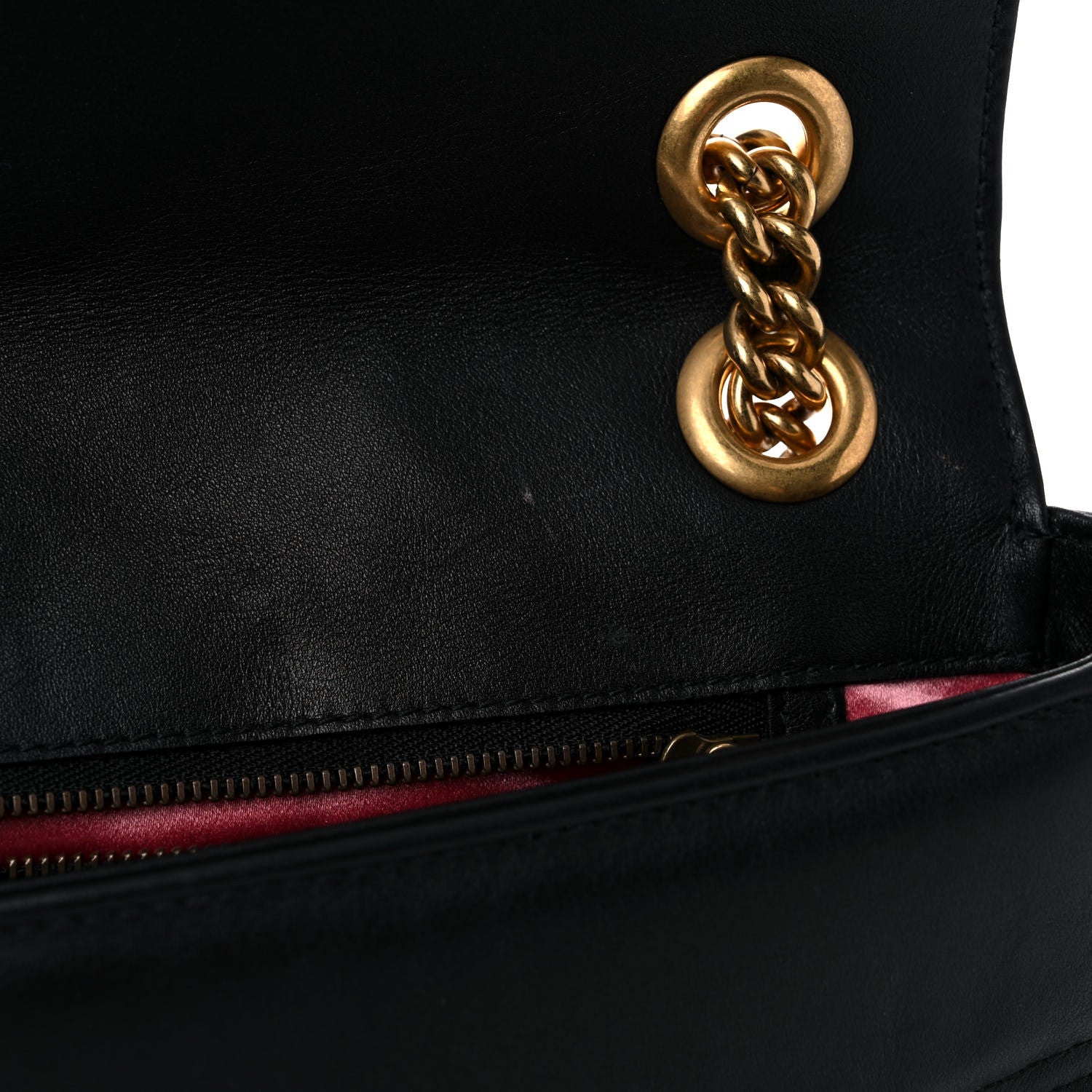 Gucci Calfskin Matelasse Medium GG Marmont Shoulder Bag Black White 13 of 24