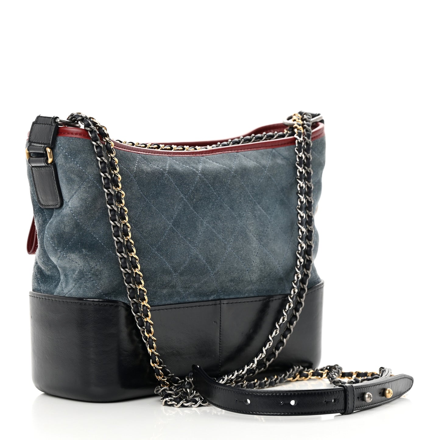 Suede Calfskin Quilted Medium Gabrielle Hobo Blue