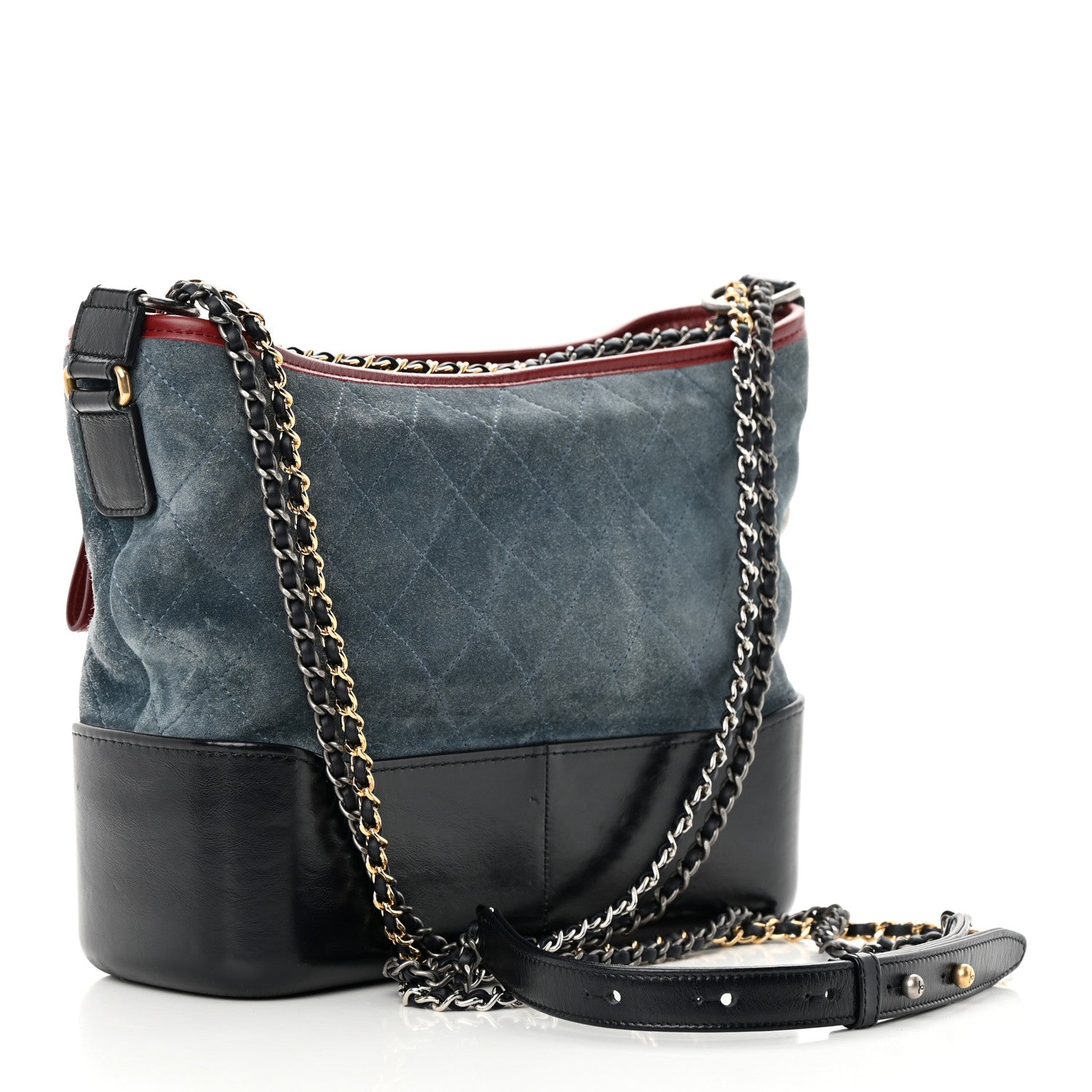 Chanel Suede Calfskin Quilted Medium Gabrielle Hobo Blue 3 of 18