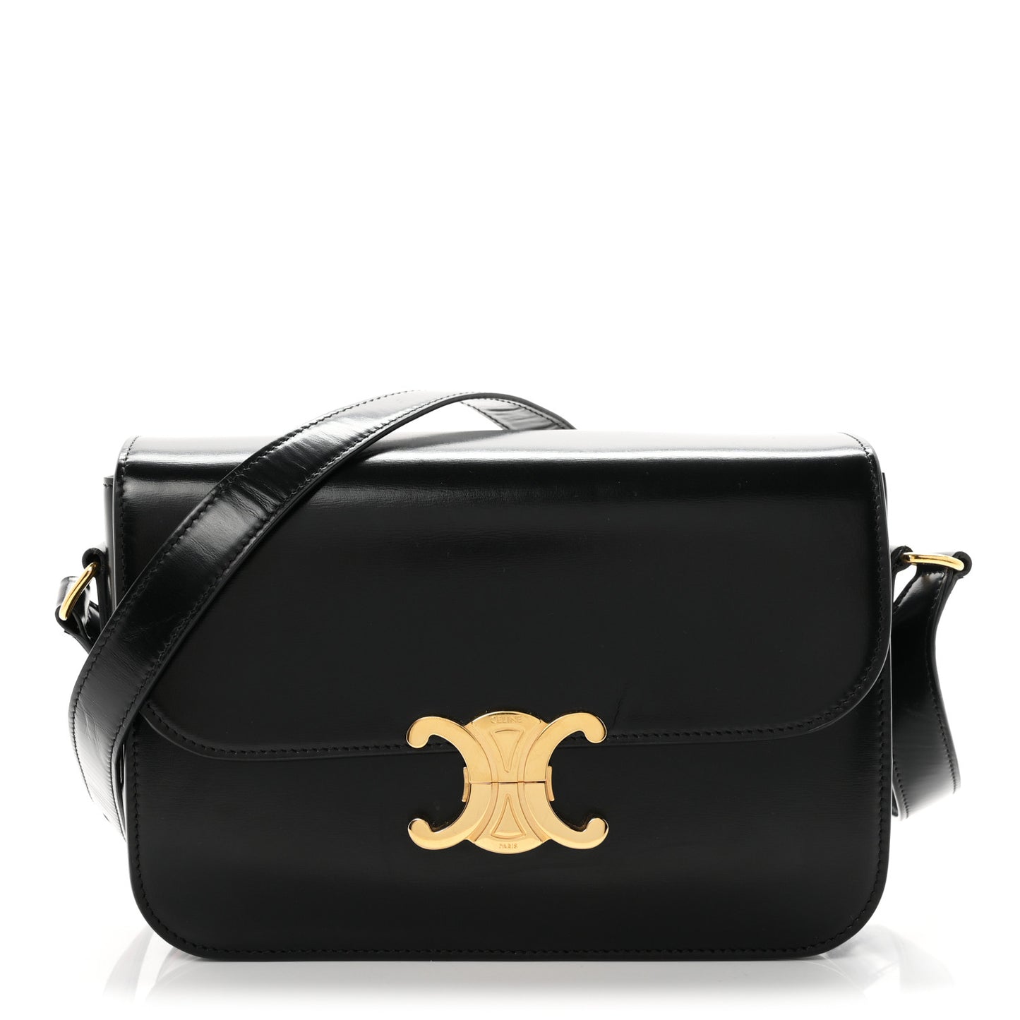 Shiny Calfskin Medium Triomphe Black