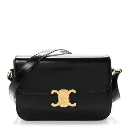 Celine Shiny Calfskin Medium Triomphe Black 1 of 9