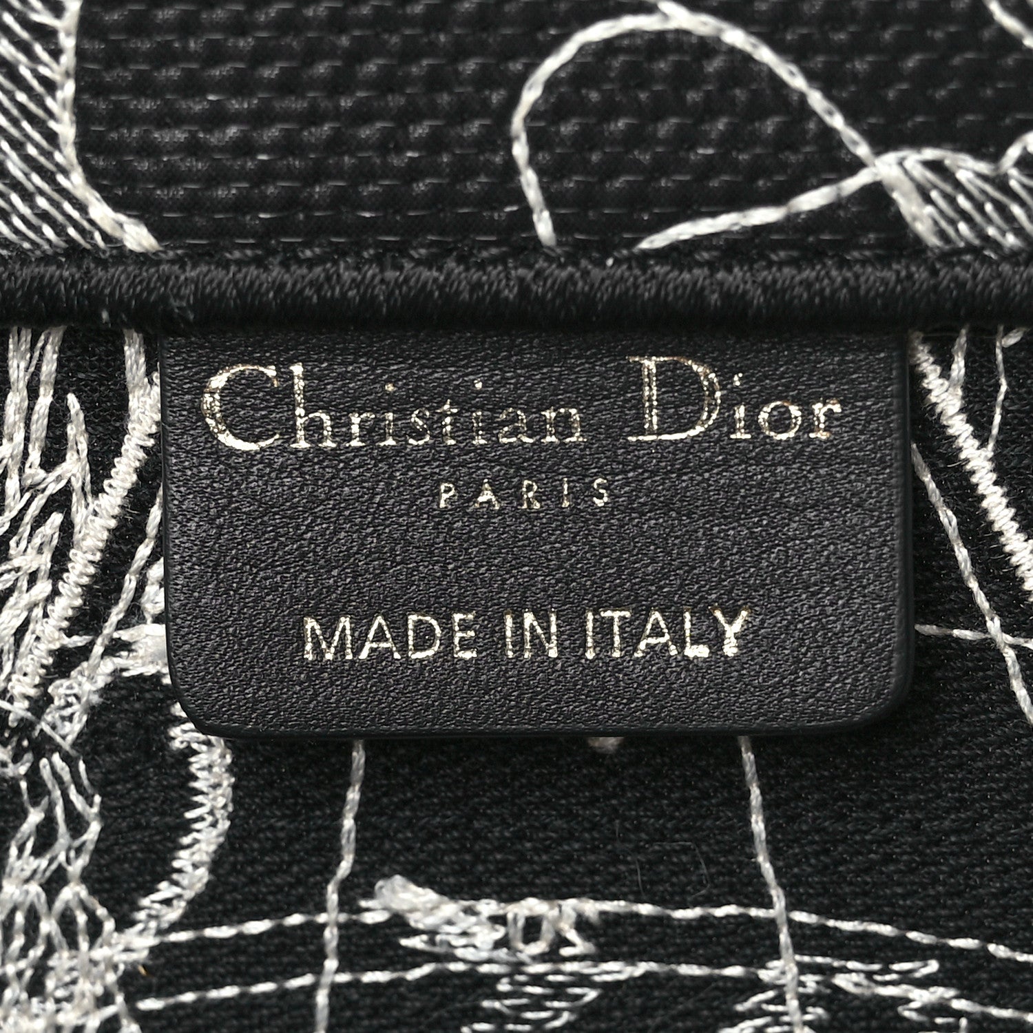 Christian Dior Canvas Embroidered Large Around The World Book Tote Black White 6 of 14