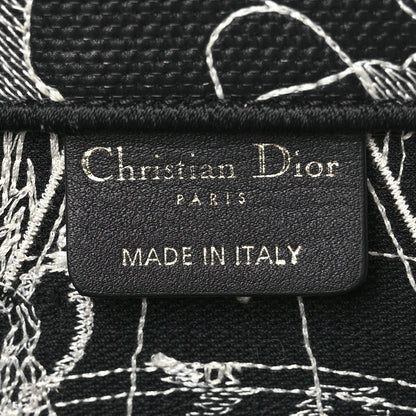 Christian Dior Canvas Embroidered Large Around The World Book Tote Black White 6 of 14