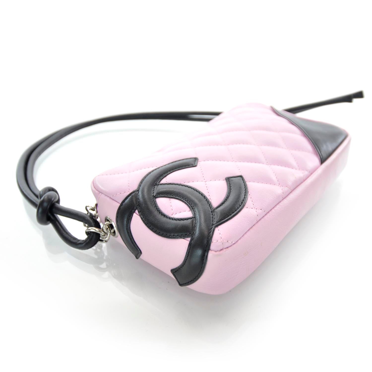 Chanel Calfskin Quilted Cambon Pochette Pink Black 4 of 9