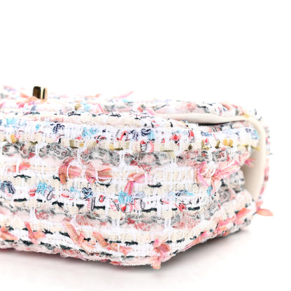 Chanel Tweed Quilted Mini Rectangular Flap White Pink Multicolor 9 of 9