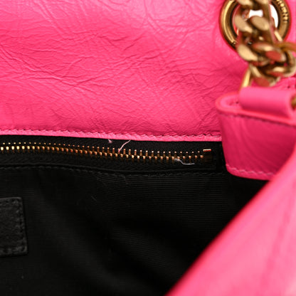 Saint Laurent Crinkled Calfskin Matelasse Monogram Medium Niki Chain Satchel Rose Glow 11 of 11