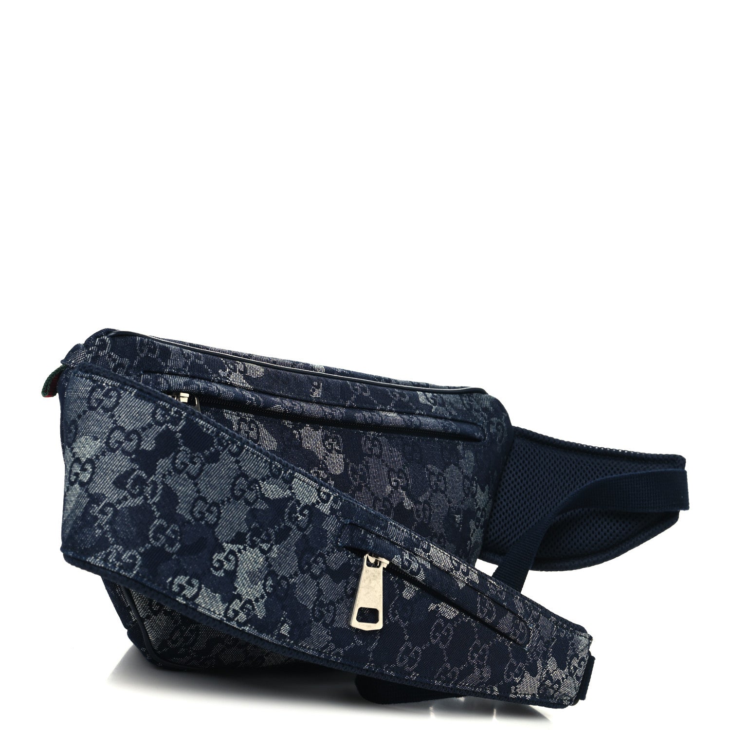 Gucci Denim Monogram Web Belt Bag Blue Multicolor 3 of 9