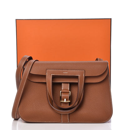 Hermes Taurillon Clemence Halzan 31 Gold 10 of 10