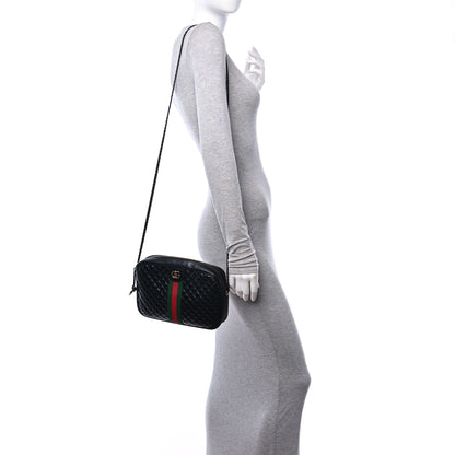 Gucci Calfskin Web Trapuntata Small GG Shoulder Bag Black 3 of 12