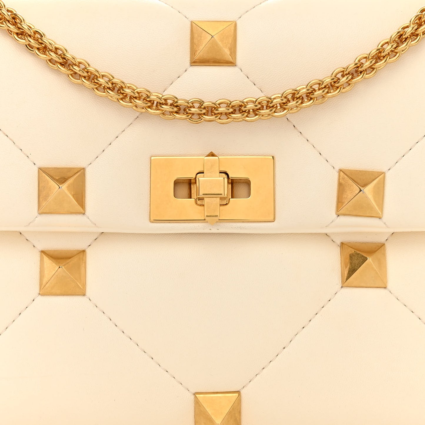 Nappa Large Roman Stud Shoulder Bag Ivory