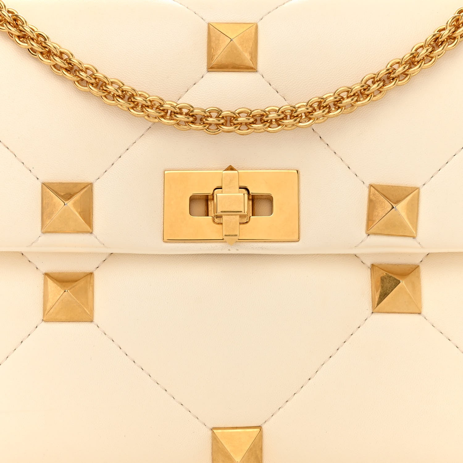 Valentino Garavani Nappa Large Roman Stud Shoulder Bag Ivory 7 of 11