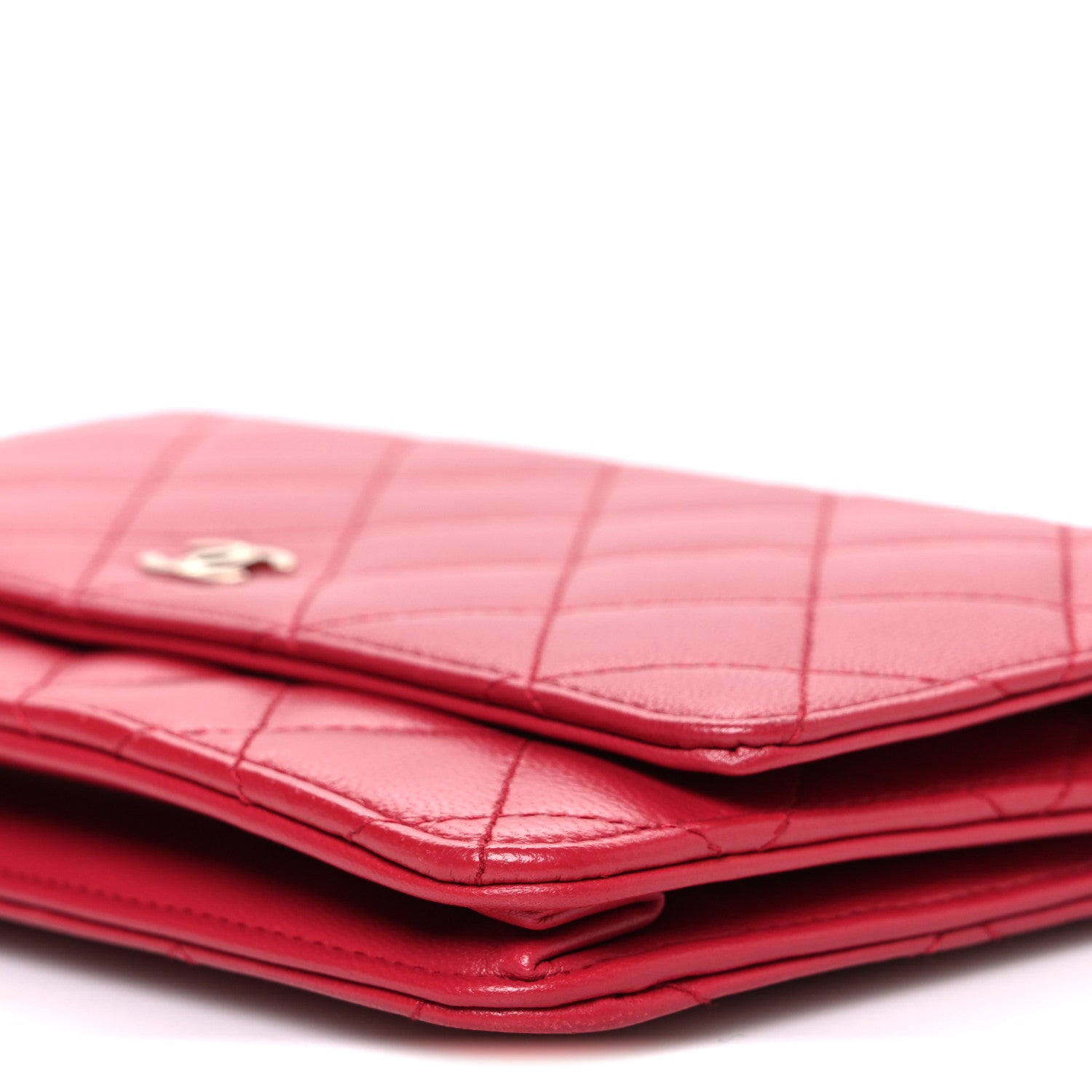 Chanel Lambskin Quilted Wallet On Chain WOC Dark Pink 11 of 12