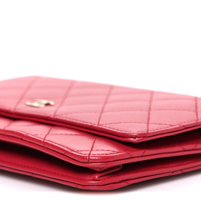 Chanel Lambskin Quilted Wallet On Chain WOC Dark Pink 11 of 12