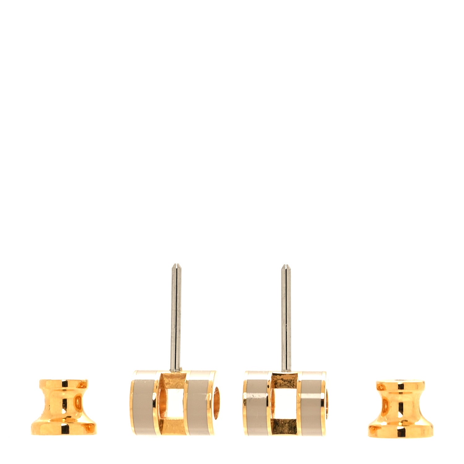 Hermes Gold Lacquered Mini Pop H Earrings Marron Glace 3 of 6