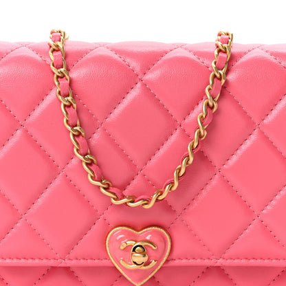 Chanel Lambskin Plexiglass Quilted Coco Love Wallet On Chain WOC Pink 9 of 12