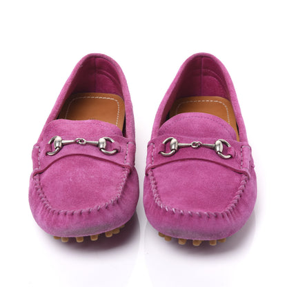 Gucci Suede Womens Horsebit Driver Loafer 35.5 New Rosette 3 of 9