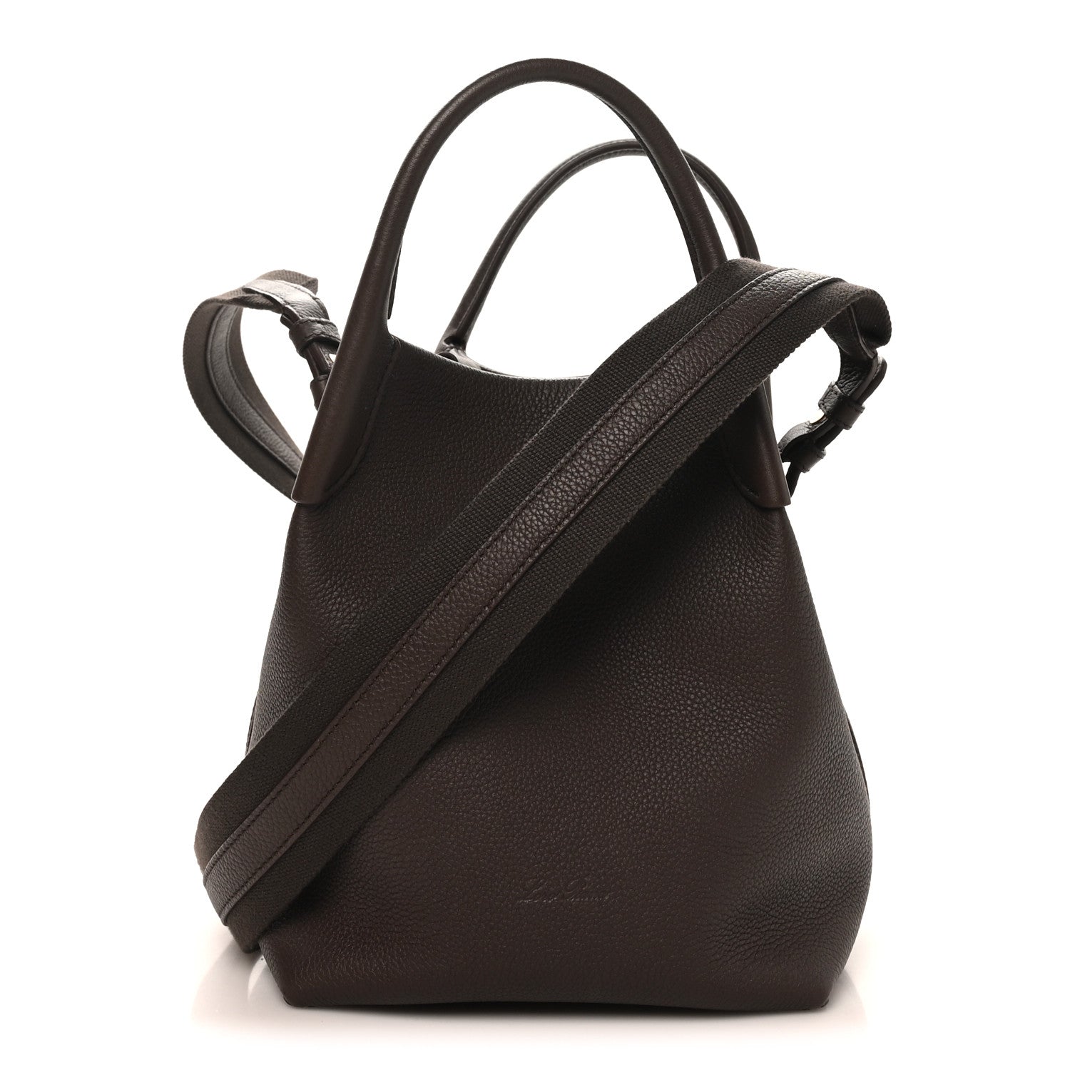 Loro Piana Grained Calfskin Small Bale Bag Dark Brown 1 of 10