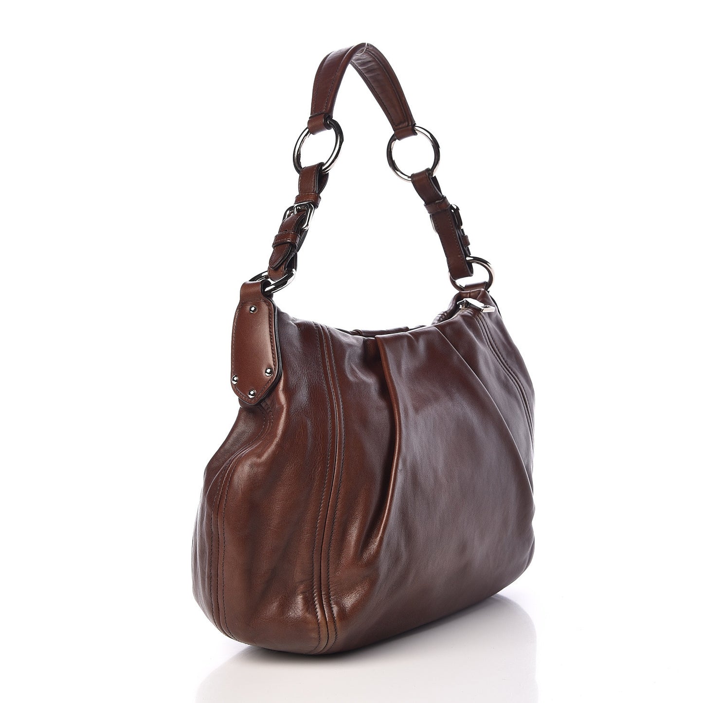 Soft Calf Pleated Hobo Nocciolo