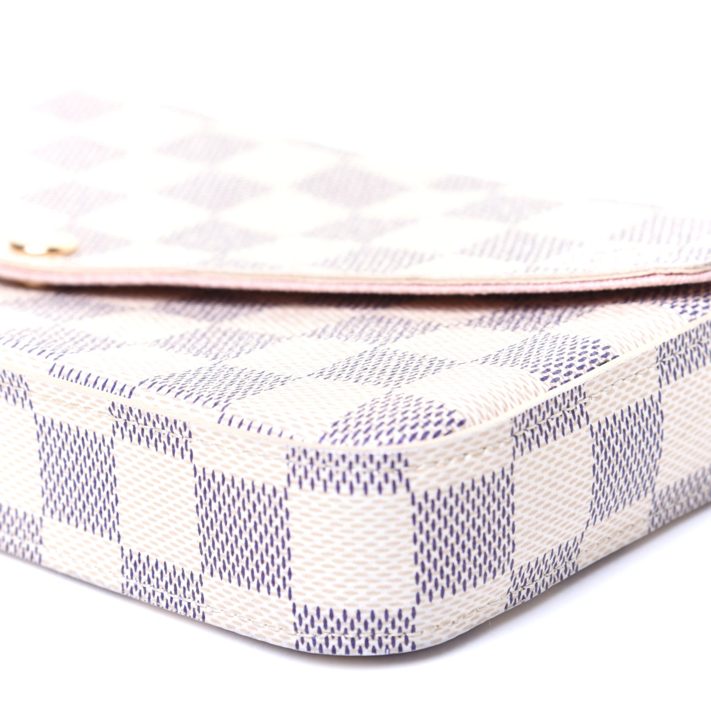 Damier Azur Pochette Felicie Chain Wallet Rose Ballerine