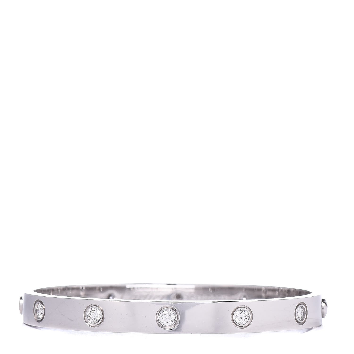 Cartier 18K White Gold 10 Diamond LOVE Bracelet 17 1 of 6