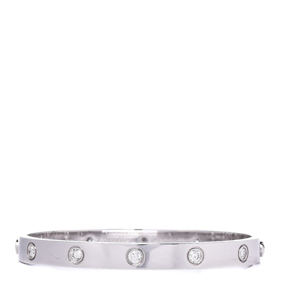 Cartier 18K White Gold 10 Diamond LOVE Bracelet 17 1 of 6