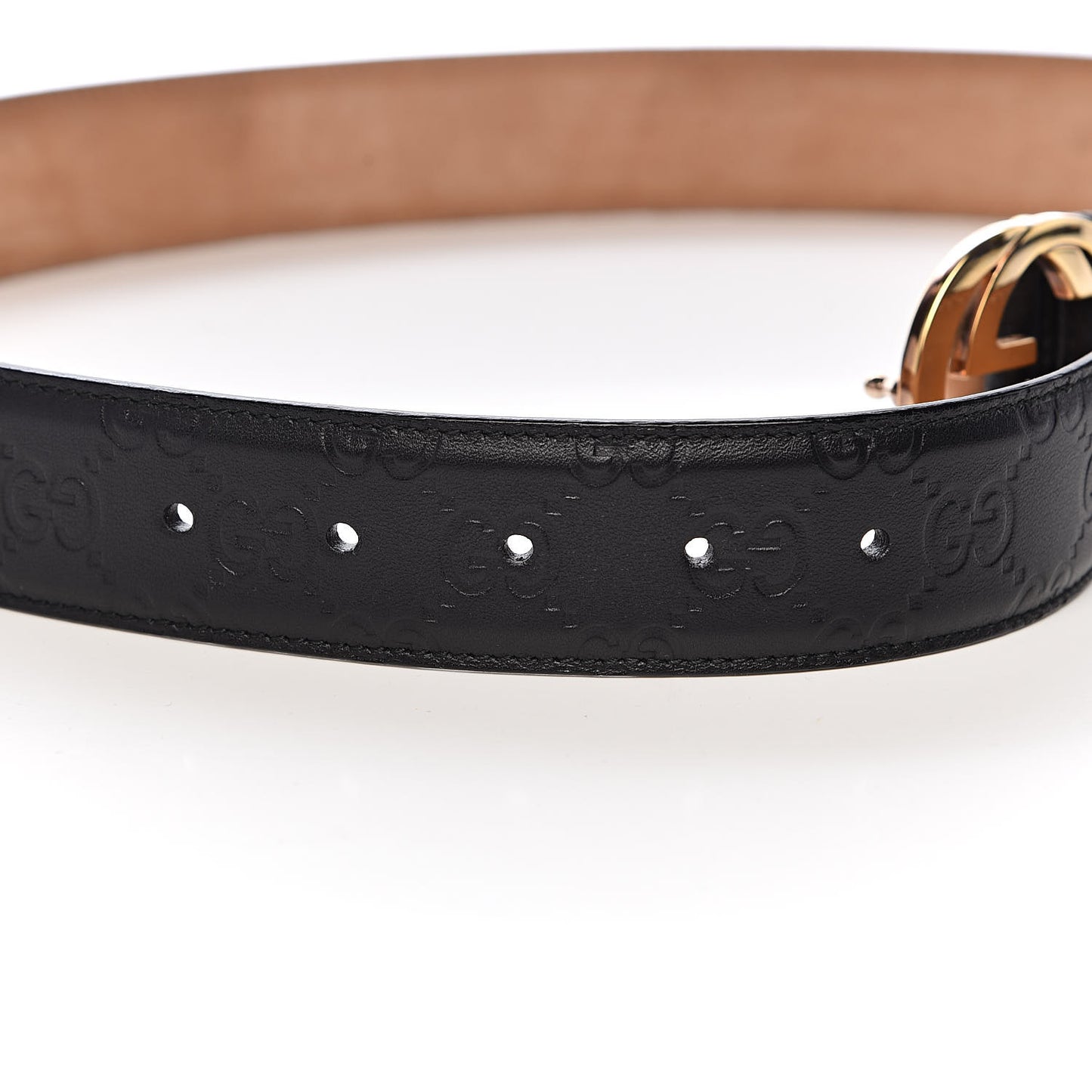 Guccissima Signature Interlocking G 37mm Belt 85 34 Black