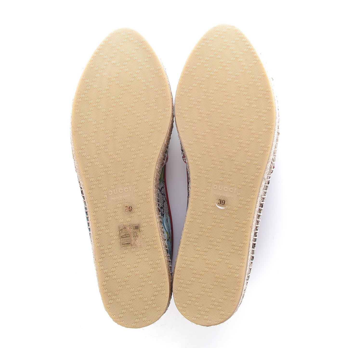 GG Supreme Monogram Blooms Espadrilles 39 Beige Blue Navy Hibiscus Red