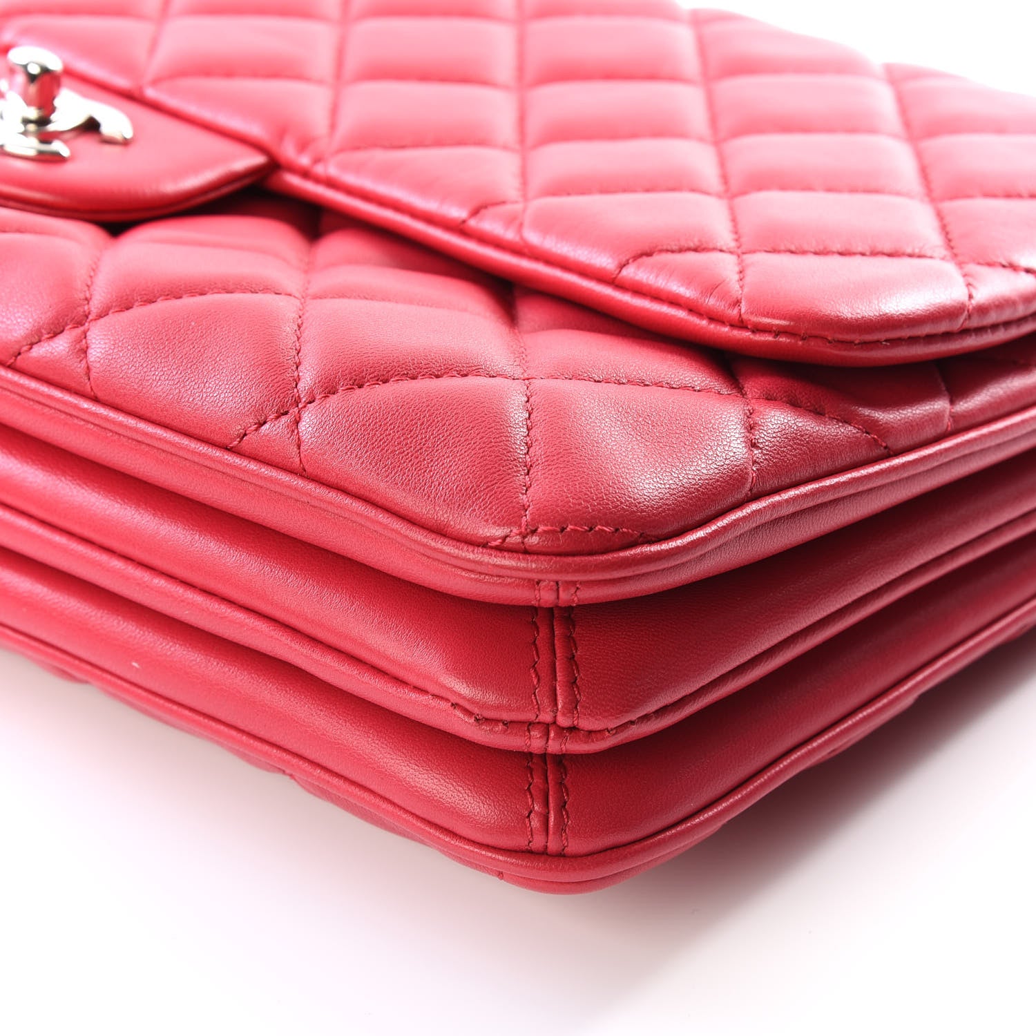 Chanel Lambskin Quilted Jumbo Chanel 3 Flap Dark Pink 6 of 11