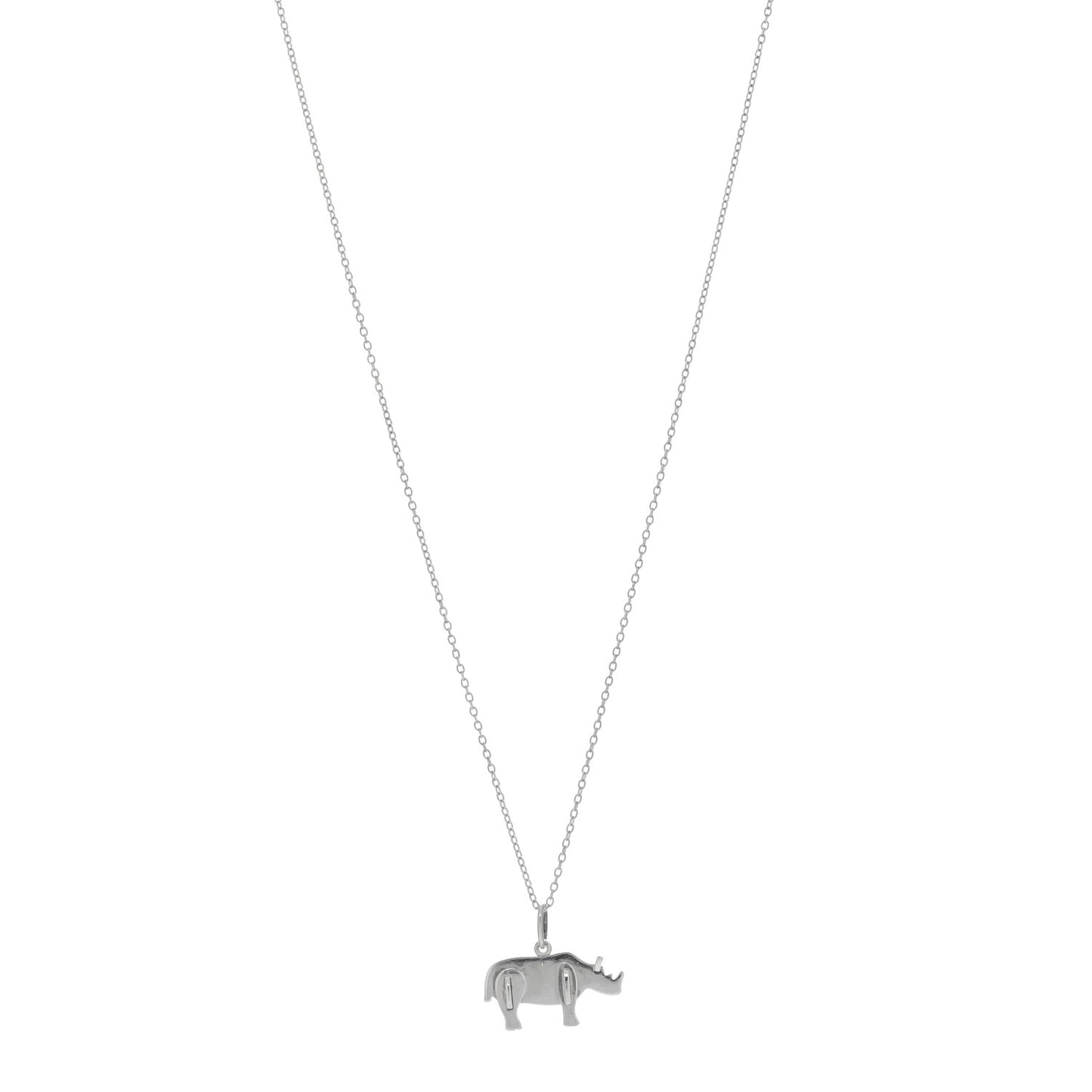 Sterling Silver Save the Wild Rhino Pendant Necklace