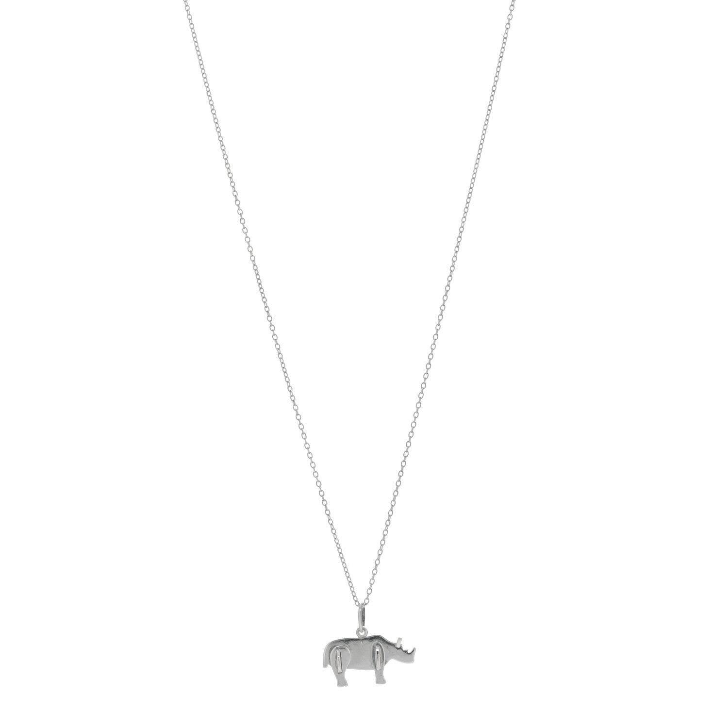 Tiffany Sterling Silver Save the Wild Rhino Pendant Necklace 1 of 5