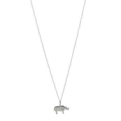 Tiffany Sterling Silver Save the Wild Rhino Pendant Necklace 1 of 5