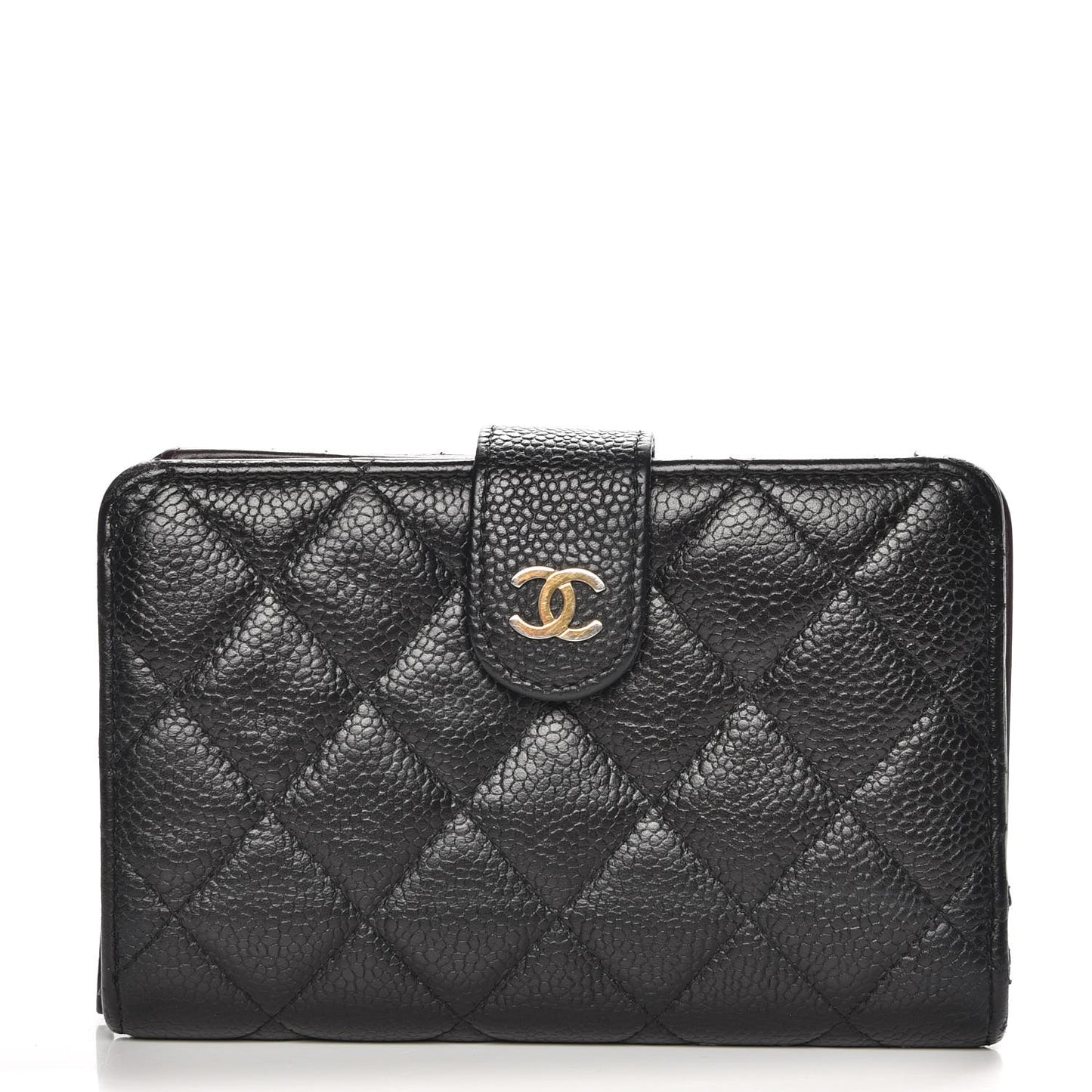 Caviar Quilted Zipped Pocket Wallet Black
